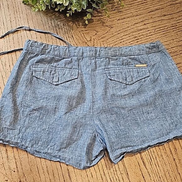 Denim linen Michael Kors shorts size 6 adjustable waist - Picture 6 of 10